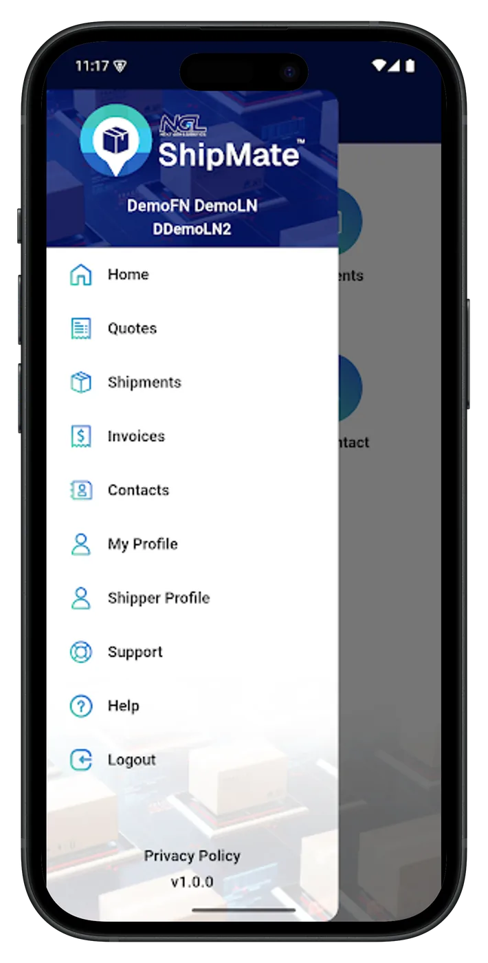 NGL ShipMate app screen
